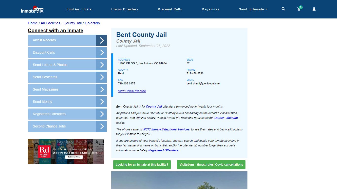 Bent County Jail - Inmate Locator - Las Animas, CO