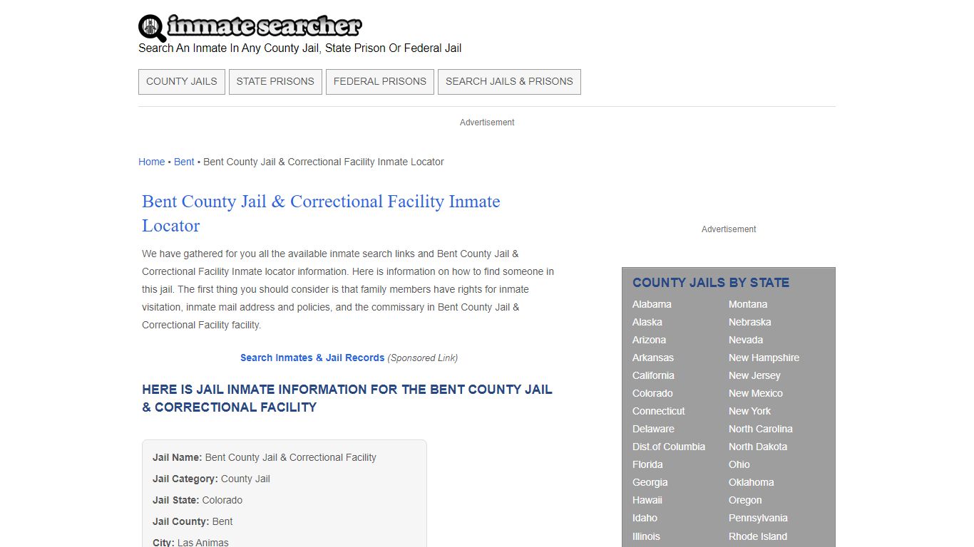 Bent County Jail & Correctional Facility Inmate Locator - Inmate Searcher